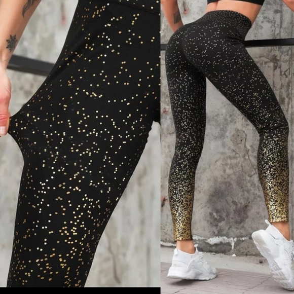 High Quality Printed GLITTER Pants Yoga Sports - Picture 6 of 9
